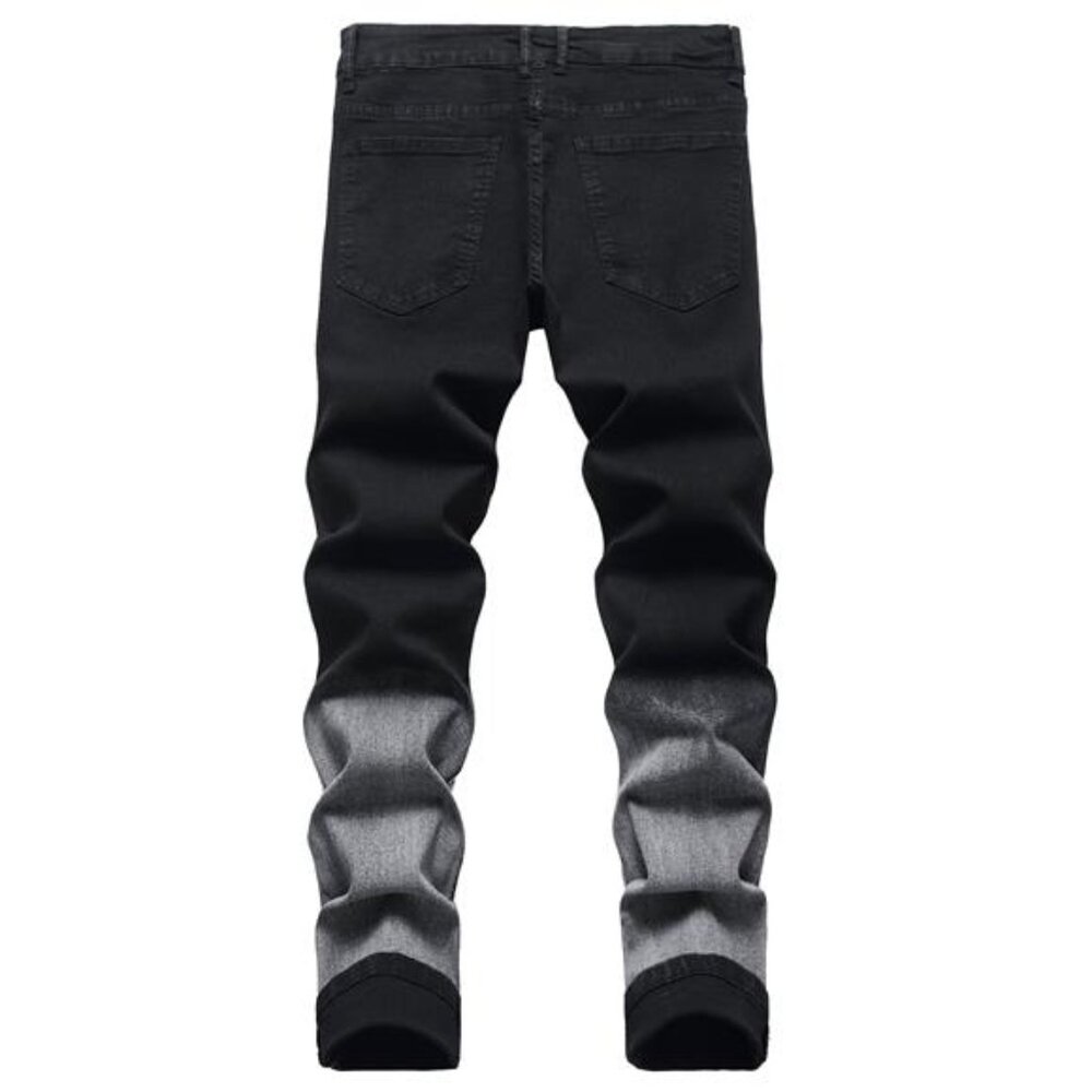 NWT Men's Black & Gray Ombre Distressed Rose Jeans - Picture 2 of 5